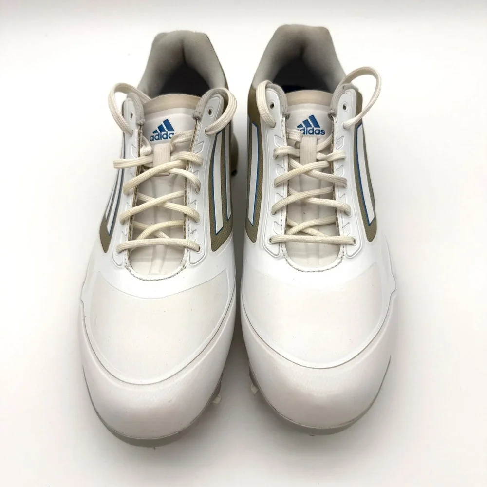 Adidas Adizero Golf Shoes Men's 9.5 White Blue Q46801 Spiked Golf Cleats